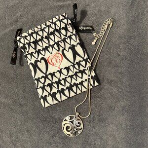 Brighton London Groove Swirl Silver Crystal Pendant Necklace